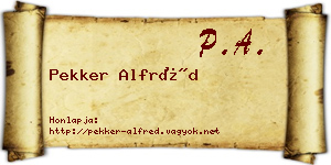 Pekker Alfréd névjegykártya